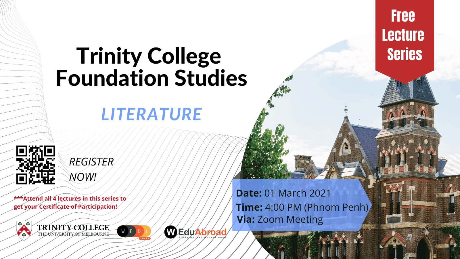 Trinity College Foundation Studies FREE Lecture Series Literature
